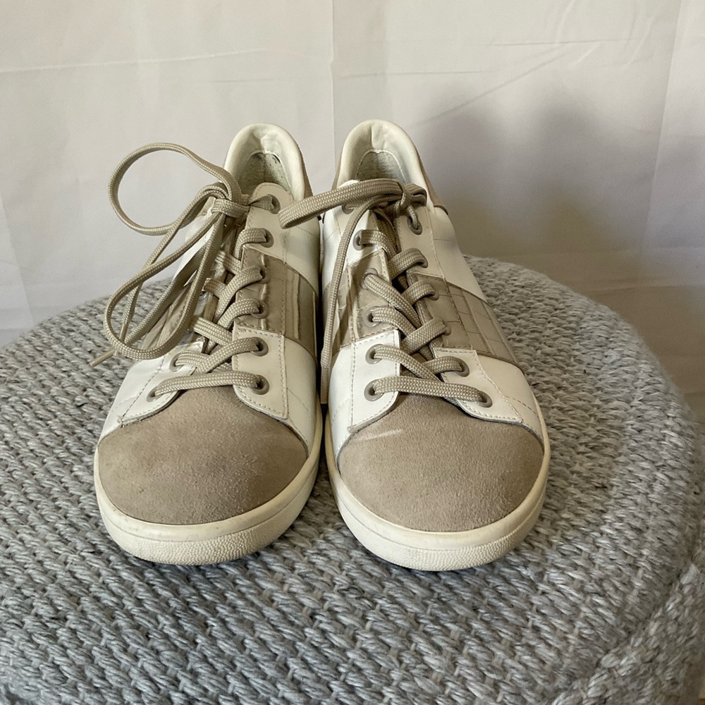 Sam Edelman Marquette beige/gray and white leather sneakers size 9